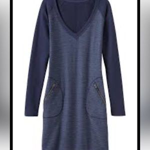 Athleta blue micro stripe Enchanted Dress Sz M NWOT Sz M